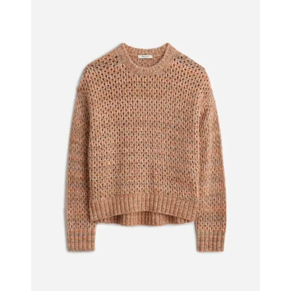 euc Madewell Space Dyed Open Knit Sweater Ginger Crewneck Relaxed Cozy Wool S - Picture 5 of 11